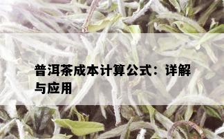 普洱茶成本计算公式：详解与应用