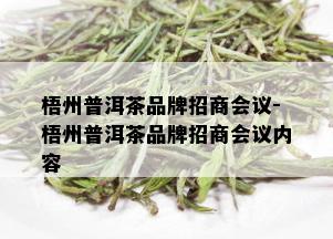 梧州普洱茶品牌招商会议-梧州普洱茶品牌招商会议内容