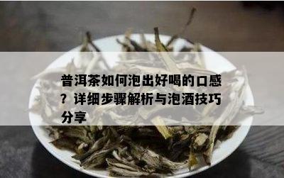 普洱茶如何泡出好喝的口感？详细步骤解析与泡技巧分享