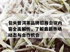 包头普洱茶品牌招商会议内容全面解析，了解最新市场动态与合作机会