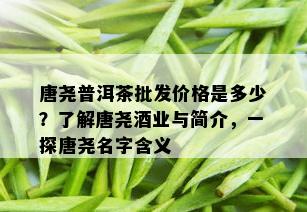 唐尧普洱茶批发价格是多少？了解唐尧业与简介，一探唐尧名字含义