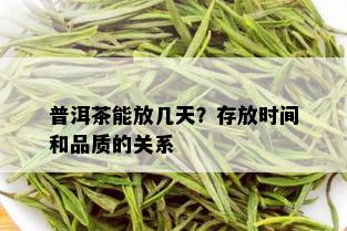 普洱茶能放几天？存放时间和品质的关系