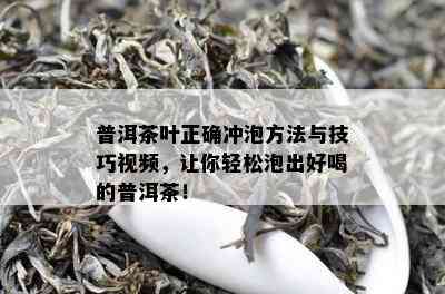 普洱茶叶正确冲泡方法与技巧视频，让你轻松泡出好喝的普洱茶！