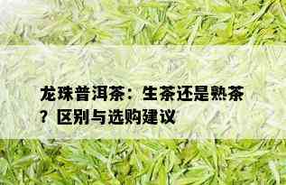 龙珠普洱茶：生茶还是熟茶？区别与选购建议