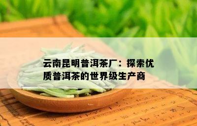 云南昆明普洱茶厂：探索优质普洱茶的世界级生产商