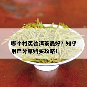 哪个村买普洱茶更好？知乎用户分享购买攻略！