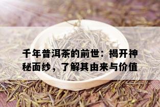 千年普洱茶的前世：揭开神秘面纱，了解其由来与价值