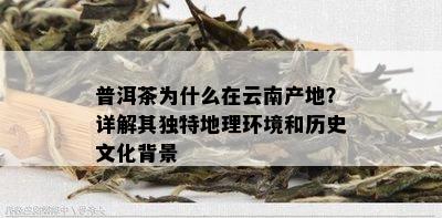 普洱茶为什么在云南产地？详解其独特地理环境和历史文化背景