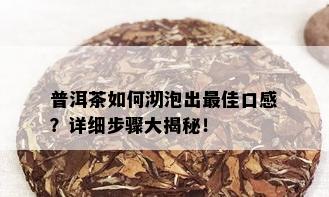 普洱茶如何沏泡出更佳口感？详细步骤大揭秘！