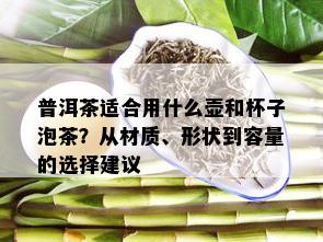 普洱茶适合用什么壶和杯子泡茶？从材质、形状到容量的选择建议