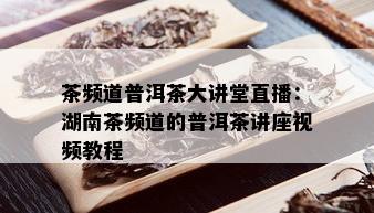 茶频道普洱茶大讲堂直播：湖南茶频道的普洱茶讲座视频教程