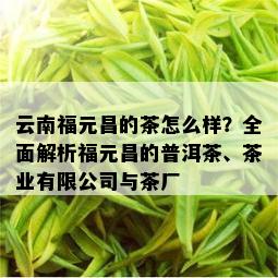 云南福元昌的茶怎么样？全面解析福元昌的普洱茶、茶业有限公司与茶厂