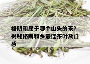 格朗和属于哪个山头的茶？揭秘格朗和乡更佳茶叶及口感