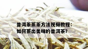 普洱茶蒸茶方法视频教程：如何蒸出美味的普洱茶？