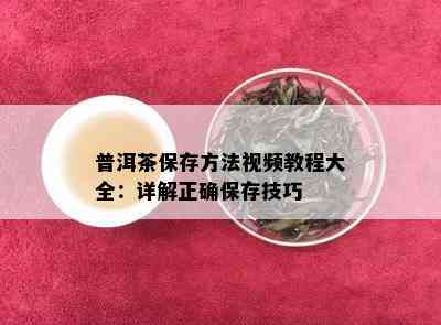 普洱茶保存方法视频教程大全：详解正确保存技巧