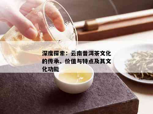 深度探索：云南普洱茶文化的传承、价值与特点及其文化功能