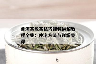 普洱茶散茶技巧视频讲解教程全集：冲泡方法与详细步骤