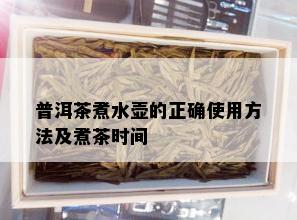 普洱茶煮水壶的正确使用方法及煮茶时间