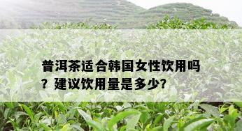 普洱茶适合韩国女性饮用吗？建议饮用量是多少？