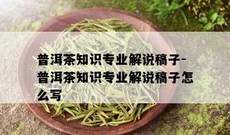 普洱茶知识专业解说稿子-普洱茶知识专业解说稿子怎么写