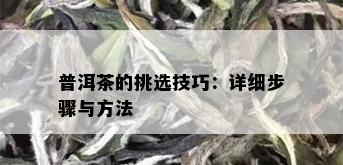 普洱茶的挑选技巧：详细步骤与方法