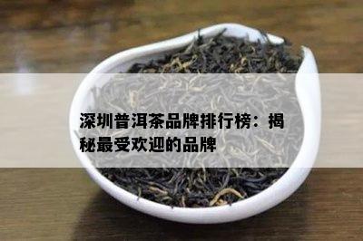 深圳普洱茶品牌排行榜：揭秘更受欢迎的品牌