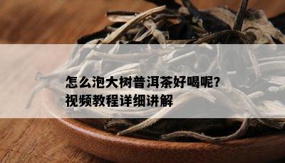 怎么泡大树普洱茶好喝呢？视频教程详细讲解