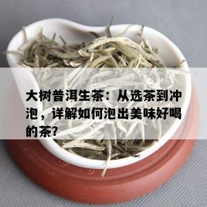 大树普洱生茶：从选茶到冲泡，详解如何泡出美味好喝的茶？