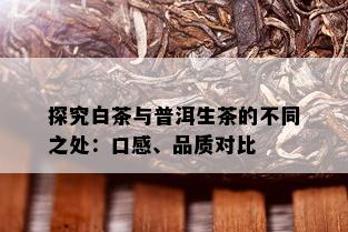 探究白茶与普洱生茶的不同之处：口感、品质对比