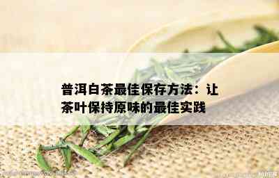 普洱白茶更佳保存方法：让茶叶保持原味的更佳实践