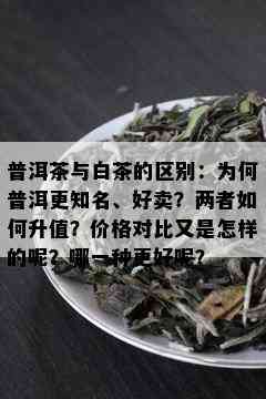 普洱茶与白茶的区别：为何普洱更知名、好卖？两者如何升值？价格对比又是怎样的呢？哪一种更好呢？