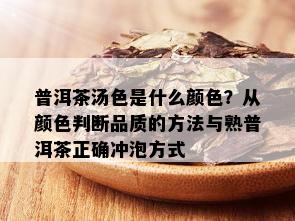 普洱茶汤色是什么颜色？从颜色判断品质的方法与熟普洱茶正确冲泡方式