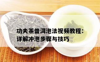 功夫茶普洱泡法视频教程：详解冲泡步骤与技巧