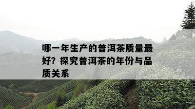 哪一年生产的普洱茶质量更好？探究普洱茶的年份与品质关系