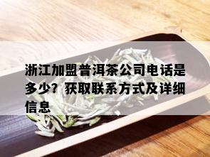 浙江加盟普洱茶公司电话是多少？获取联系方式及详细信息