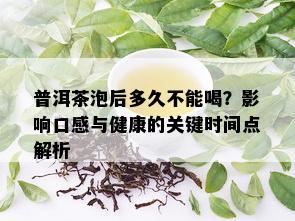 普洱茶泡后多久不能喝？影响口感与健康的关键时间点解析