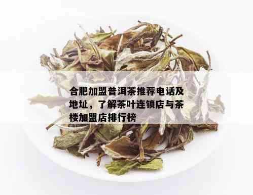 合肥加盟普洱茶推荐电话及地址，了解茶叶连锁店与茶楼加盟店排行榜