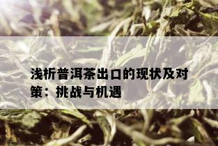 浅析普洱茶出口的现状及对策：挑战与机遇