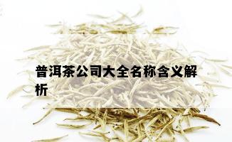 普洱茶公司大全名称含义解析