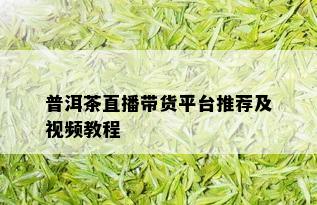 普洱茶直播带货平台推荐及视频教程