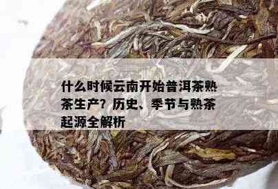 什么时候云南开始普洱茶熟茶生产？历史、季节与熟茶起源全解析