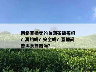 网络直播卖的普洱茶能买吗？真的吗？安全吗？直播间普洱茶靠谱吗？