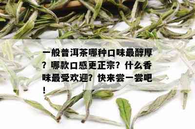 一般普洱茶哪种口味最醇厚？哪款口感更正宗？什么香味更受欢迎？快来尝一尝吧！