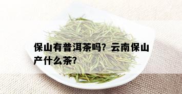 保山有普洱茶吗？云南保山产什么茶？