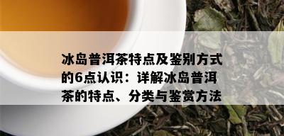 冰岛普洱茶特点及鉴别方式的6点认识：详解冰岛普洱茶的特点、分类与鉴赏方法