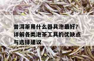 普洱茶用什么器具泡更好？详解各类泡茶工具的优缺点与选择建议