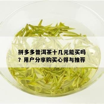 拼多多普洱茶十几元能买吗？用户分享购买心得与推荐