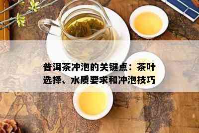 普洱茶冲泡的关键点：茶叶选择、水质要求和冲泡技巧