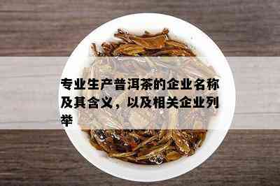 专业生产普洱茶的企业名称及其含义，以及相关企业列举