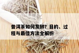 普洱茶如何发酵？目的、过程与更佳方法全解析